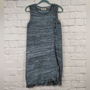Anthropologie Holding Horses Heather Blue Fringe Dress Size Large